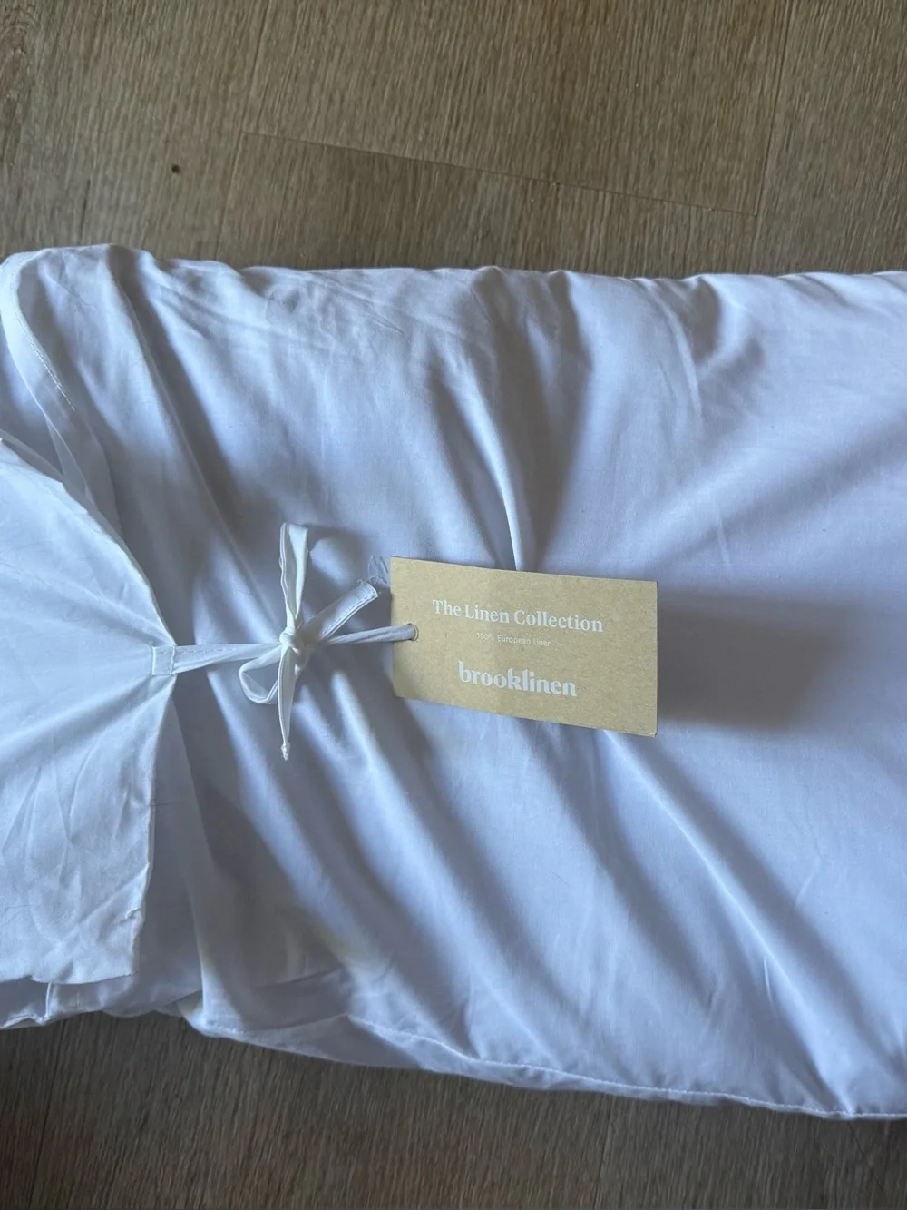 Brooklinen Light Gray Linen Duvet Cover. Color is called Haze.